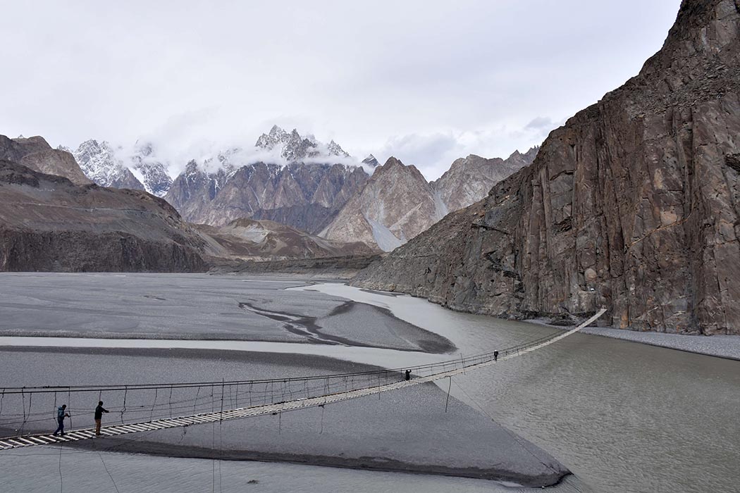 Mountains and Foot Bridge in North Pakistan